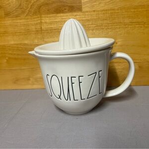 Rae Dunn White Juicer with 'Squeeze' Text